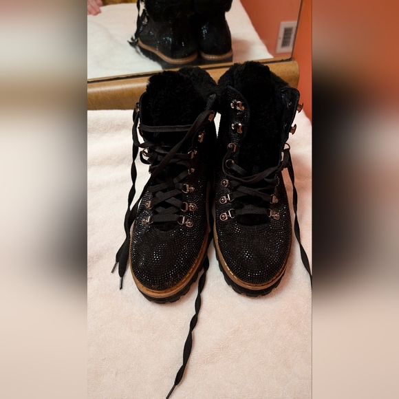 Lola Cruz Embellished Combat Boots - Picture 1 of 13